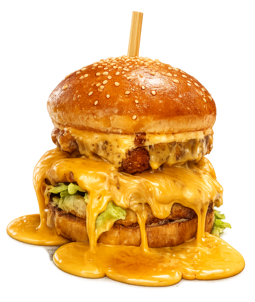 ქათმის ბურგერი ექტსრა ყველით