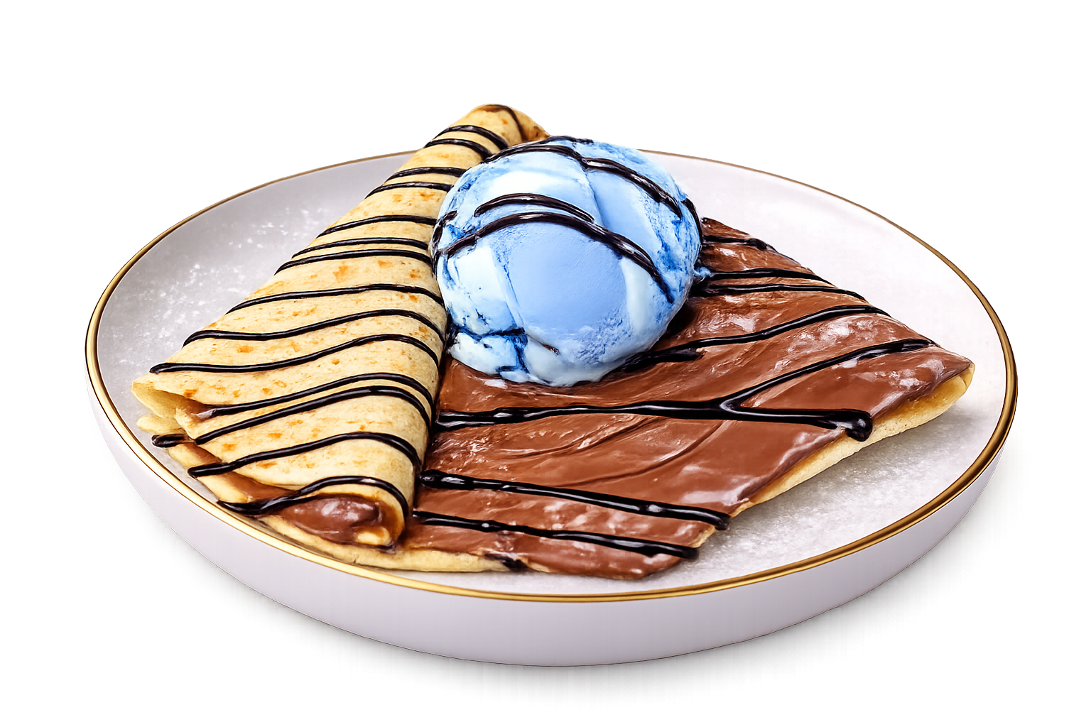 კრეპი შოკოლადით და ნაყინით